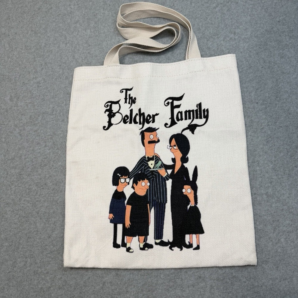 Bob's Burgers Addams Family Tote Bag Canvas Belcher Crossover Graphic Goth Gift